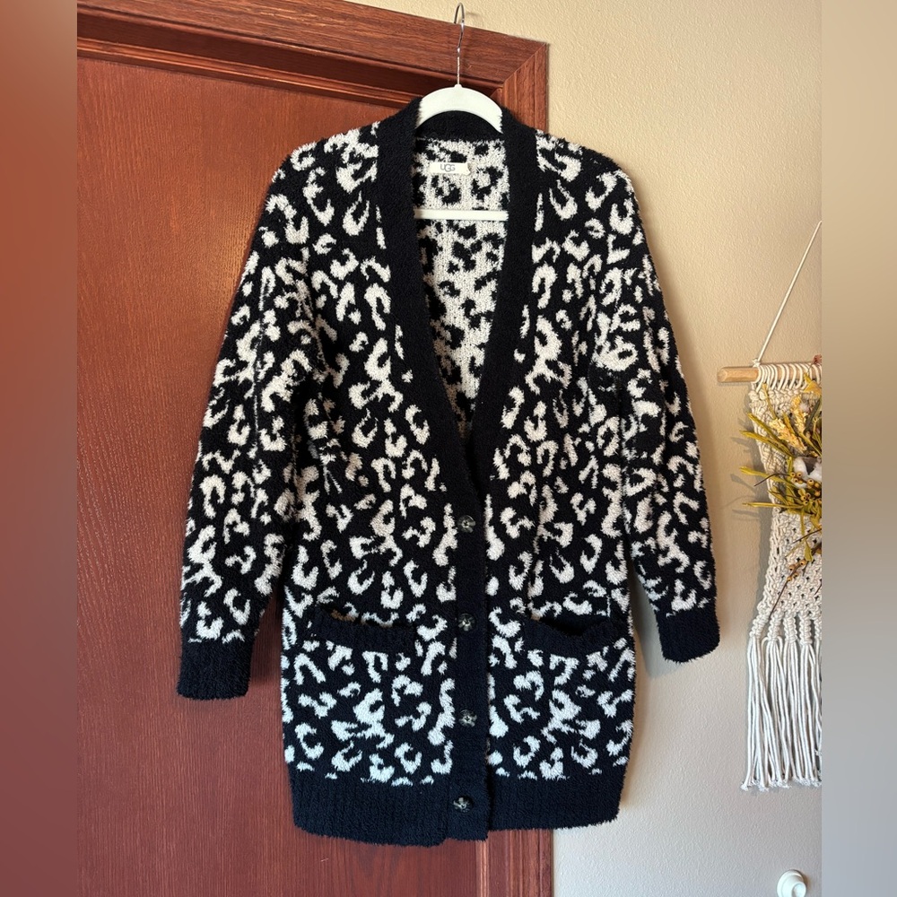 UGG Black and White Leopard Women's Cardigan